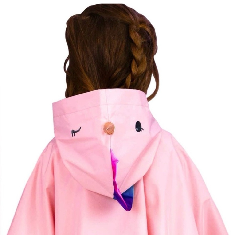 London Fog Pink Unicorn Hooded Raincoat with unicorn hood Accent
